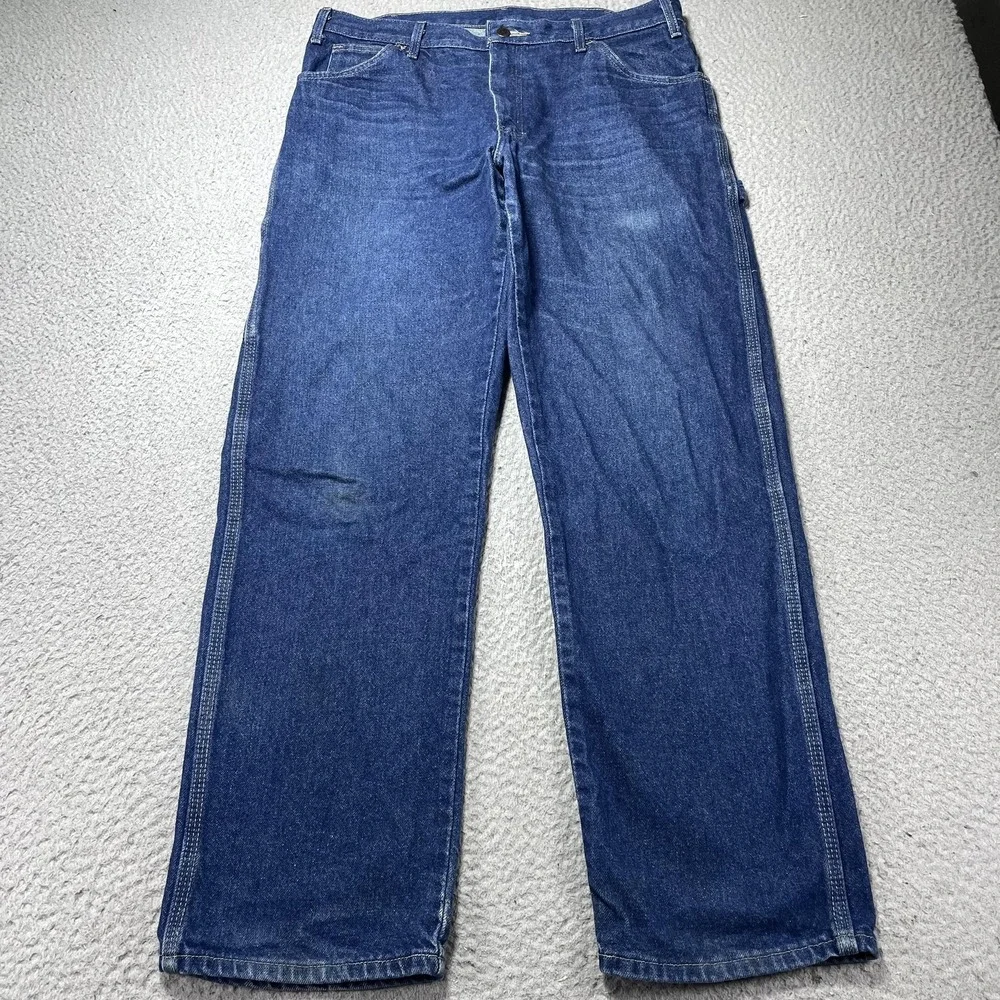 Dickies Jeans Mens‎ 34x34 Blue Relaxed Fit Straight Leg Denim Carpenter
